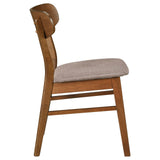 Dortch dining side chair angled to show seat depth and width