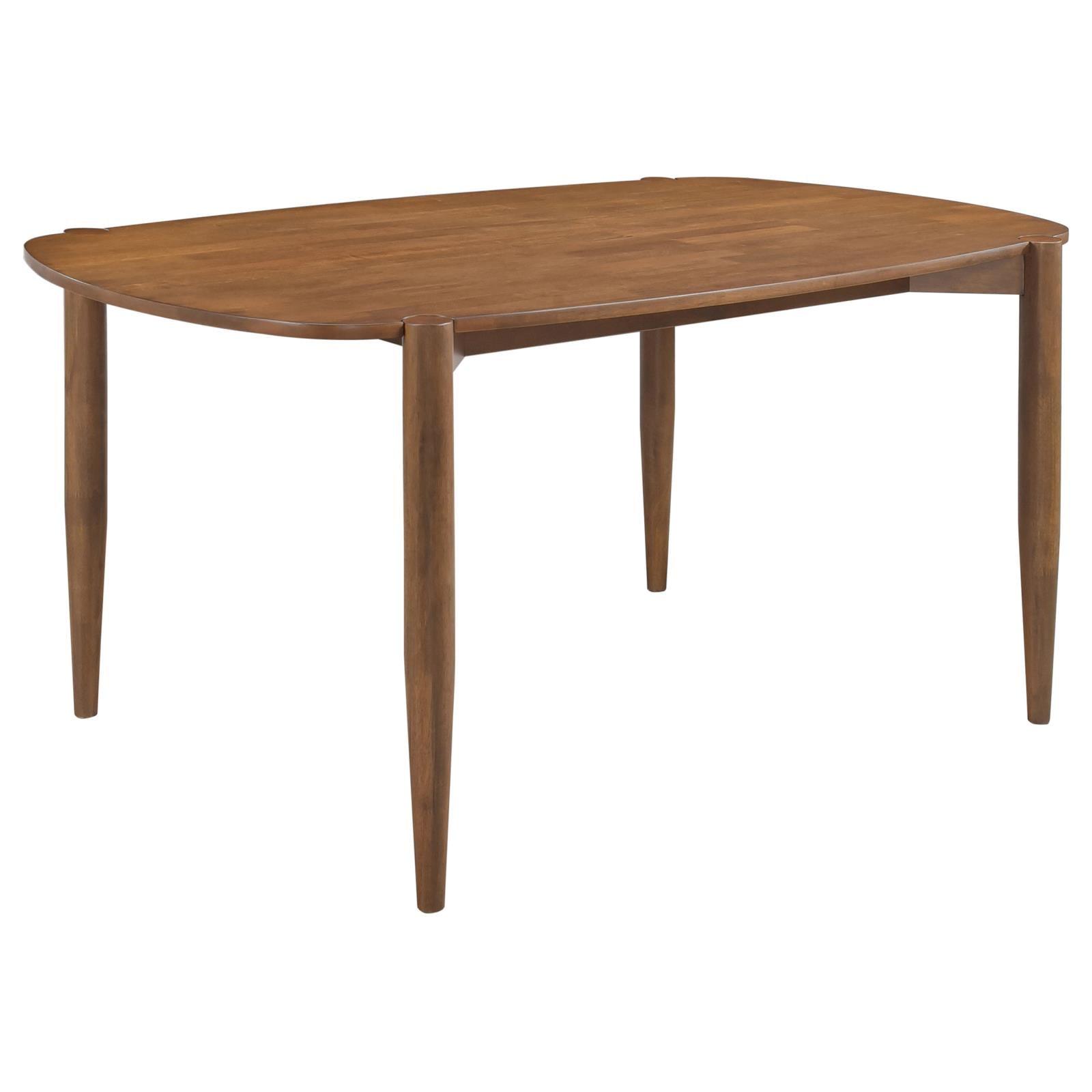 Dortch oval solid wood dining table walnut angled view