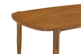 Dortch dining table walnut finish highlighting rounded corners
