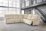 Double Deal Almond Leather 5-Piece Power Reclining Sectional - image 1