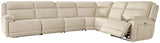Double Deal Almond Leather 6-Piece Reclining Sectional - image 1