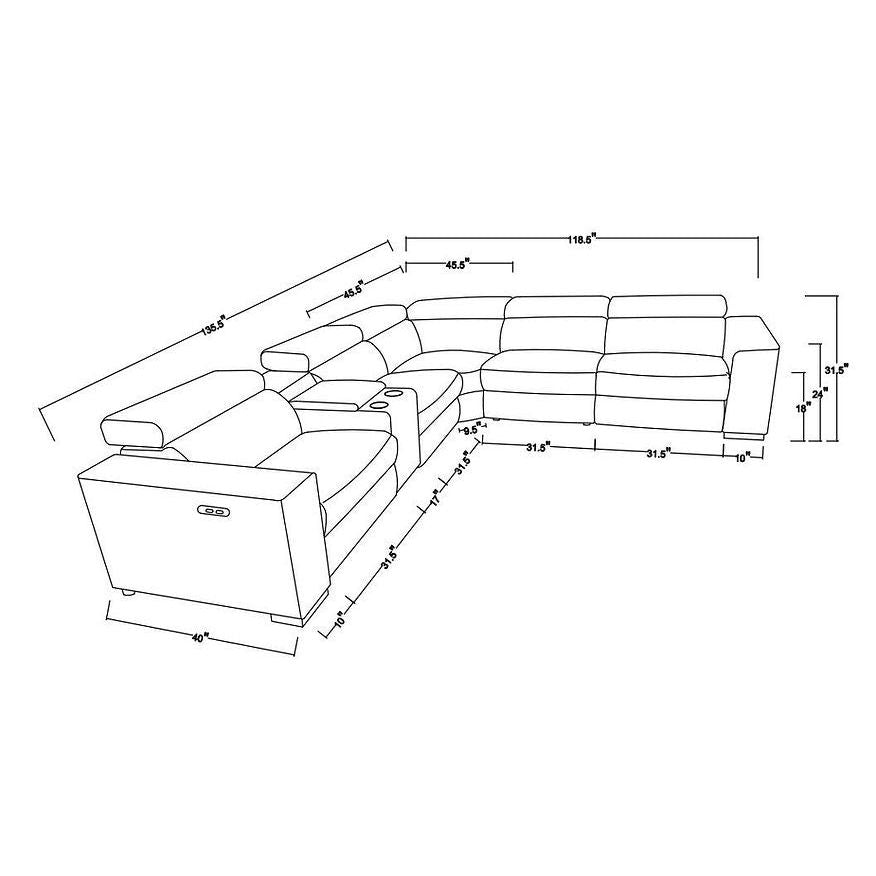 Picasso Light Gray 6-Piece Power Reclining Sectional
