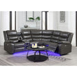 Sonic gray power reclining sectional sofa front angle