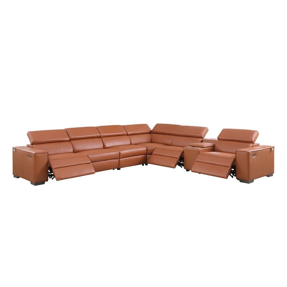Close-up of Carmel Italian Leather Match upholstery texture