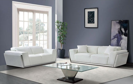 Domo White Italian Leather Match Chair and Sofa-Loveseat Living Room Set view 3
