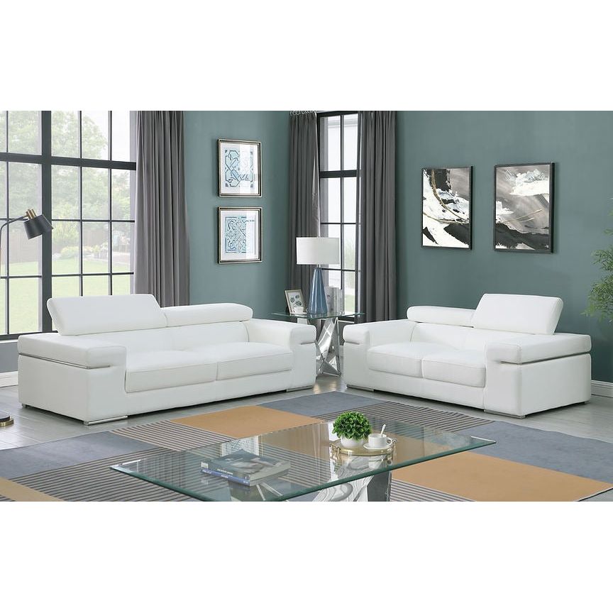Soho White Italian Leather Match Loveseat view 3