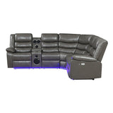 Close-up of power recliner control and USB charger