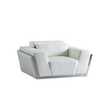 Domo White Italian Leather Match Chair and Sofa-Loveseat Living Room Set from Decor Furniture