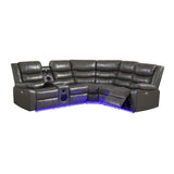 Sectional side view showing Bluetooth speaker and LED lighting
