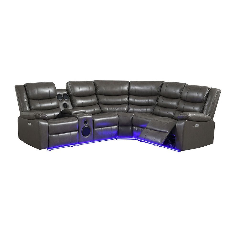 Sectional side view showing Bluetooth speaker and LED lighting