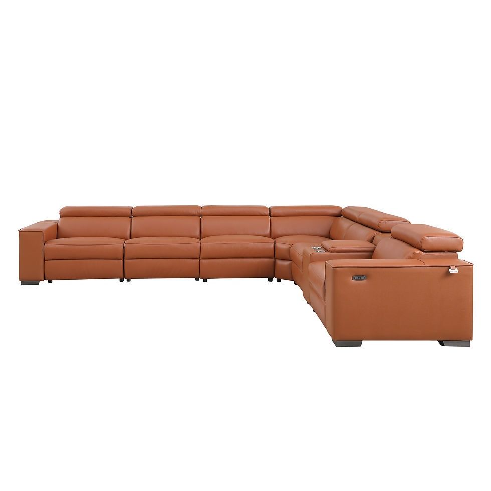 Side view of sectional arm with power recliner controls