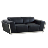 Domo Black Italian Leather Match Sofa, Loveseat, and Chair Living Room Set view 4