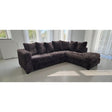Gia Chocolate Stripe Fabric Sectional Sofa with Ottoman from Decor Furniture