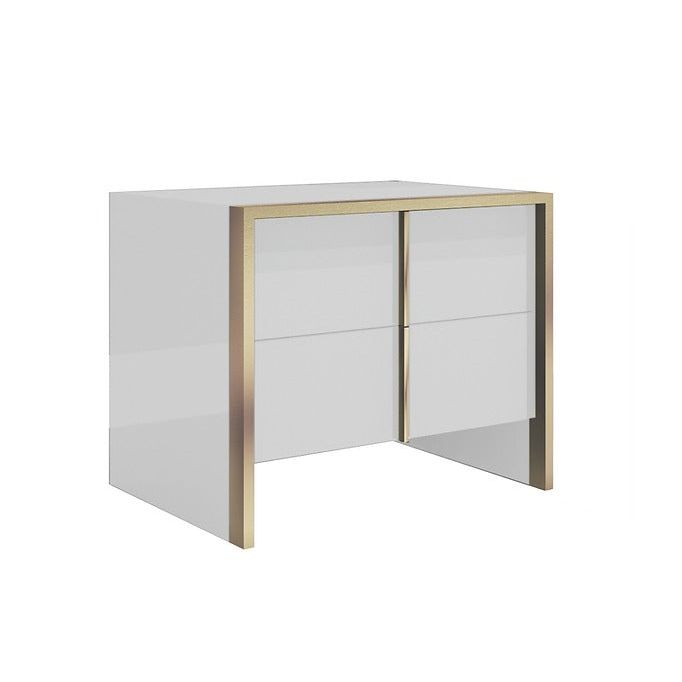 Fiocco bedroom set chest in beige upholstery, frontal view