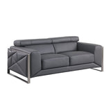 Giorgio Dark Grey Italian Leather Sofa, Loveseat, and Chair Set view 4