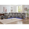 Innova gray air leather reclining sectional sofa left arm facing position