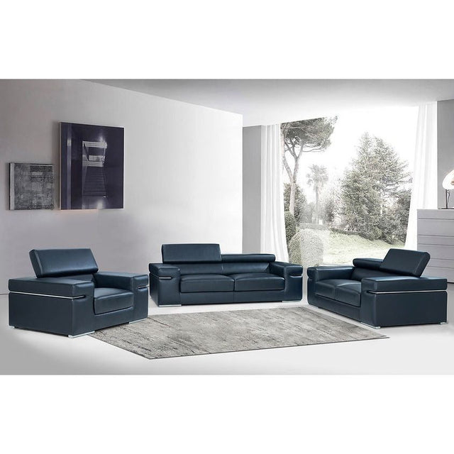 Soho Black Italian Leather Match Sofa, Loveseat, and Chair Set from Decor Furniture