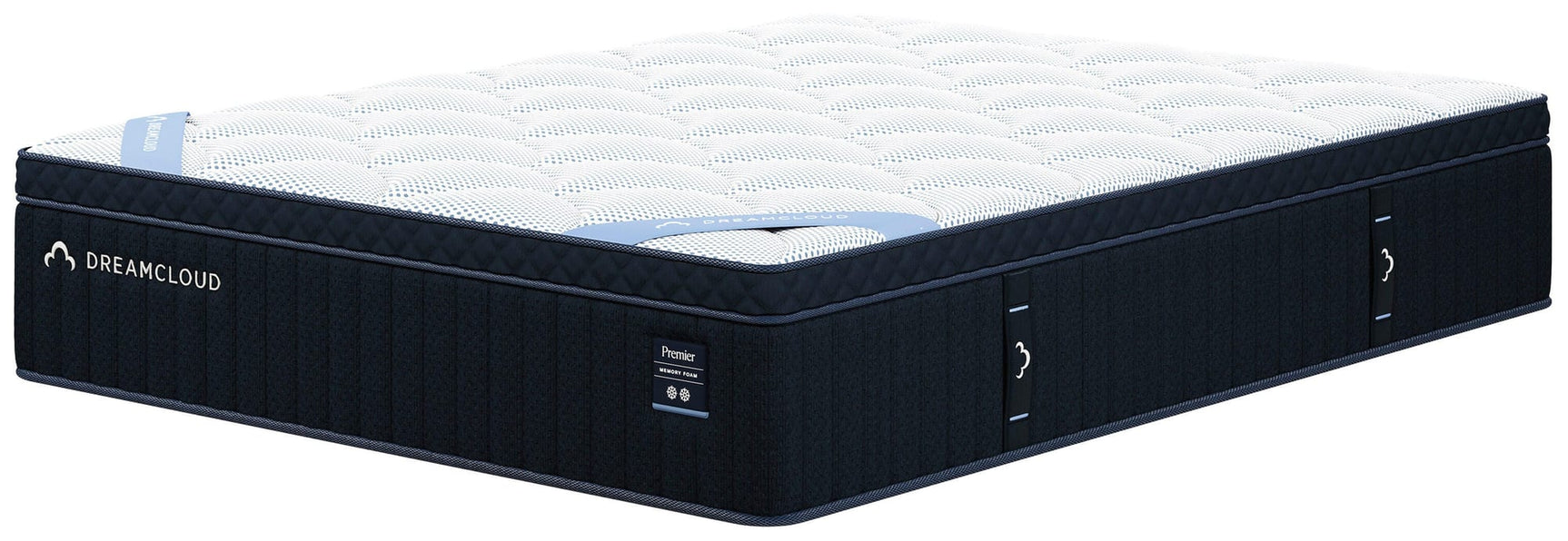 Dreamcloud Premier Memory Foam White Queen Mattress angled view
