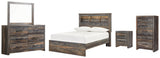 Side view of Drystan Multi Bookcase Bedroom Set bed displaying bookcase headboard