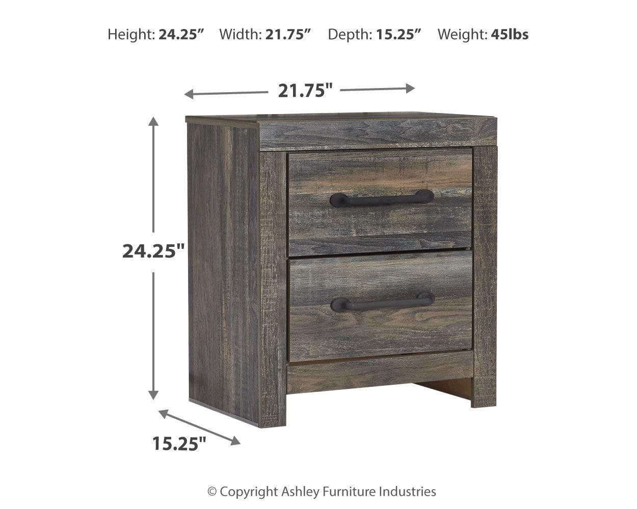 Side perspective of Drystan Multi Bookcase Bedroom Set showing multiple storage pieces