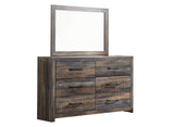 Front view highlighting rustic finish and accents