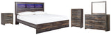 Side view of Drystan Multi Panel Bookcase King Bed