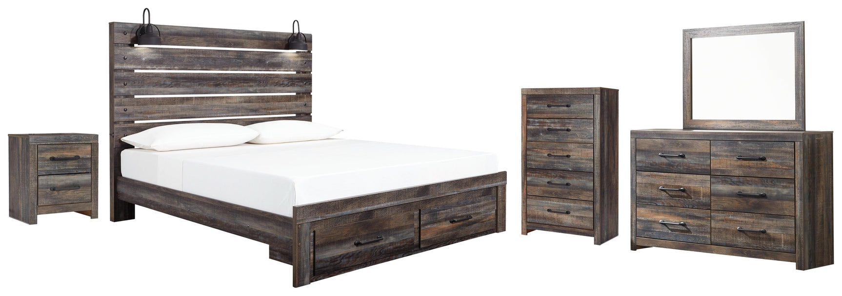 Drystan Multi Panel Storage Bedroom Set king bed side view