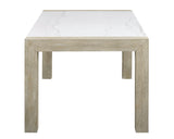 Benchtop and chair seating arrangement in beige gray fabric