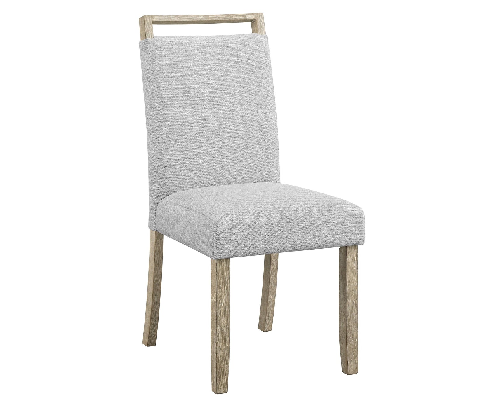 Close-up of chair upholstery texture and wood legs