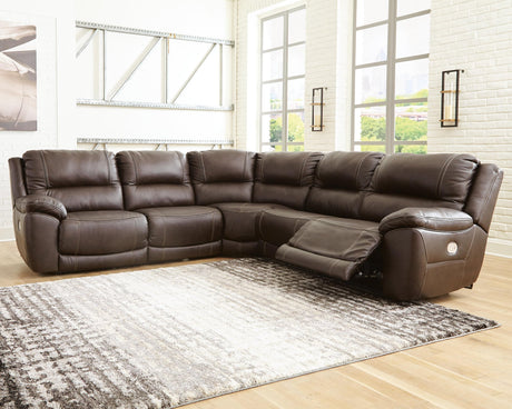 Dunleith Chocolate Leather 5-Piece Power Reclining Sectional - image 1