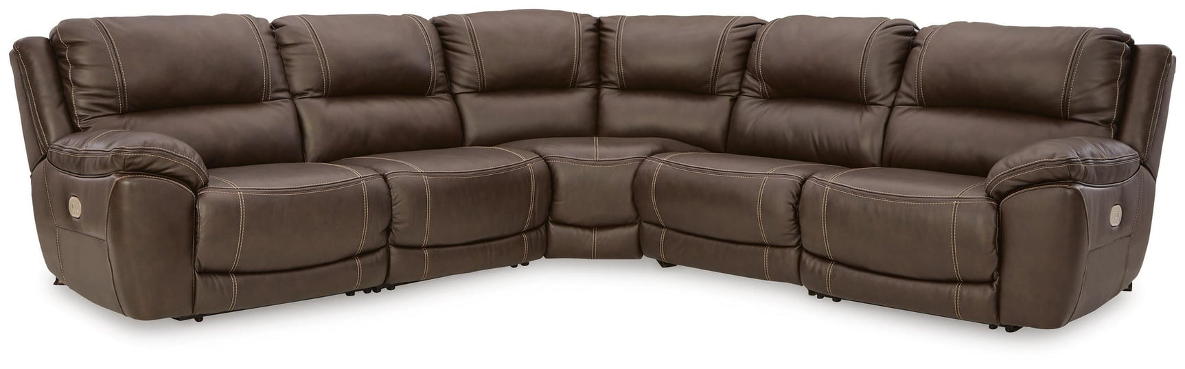 Dunleith Chocolate Leather 5-Piece Power Reclining Sectional - image 2