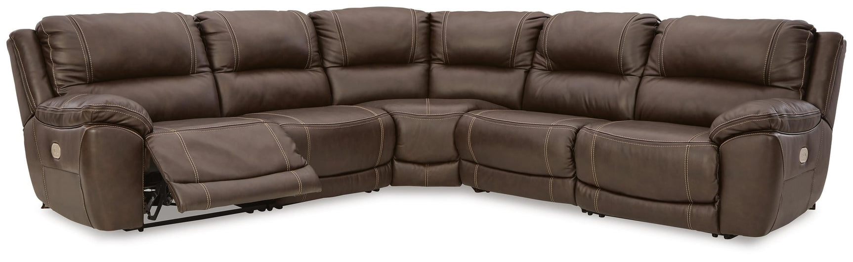 Dunleith Chocolate Leather 5-Piece Power Reclining Sectional - image 3