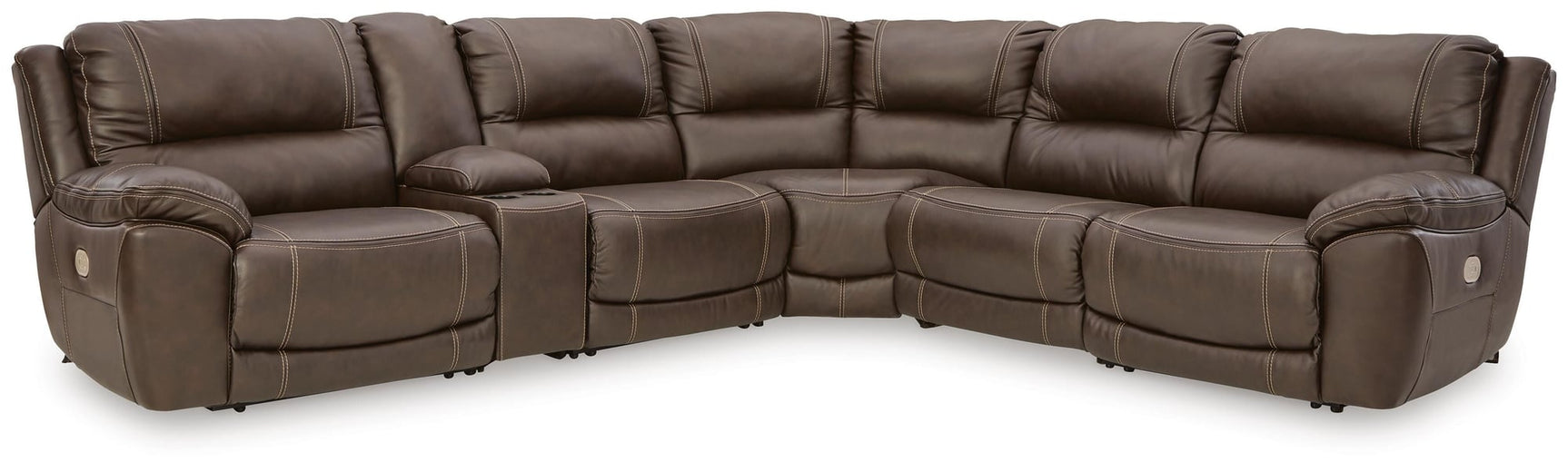 Dunleith Chocolate Leather 6-Piece Power Reclining Sectional - image 2
