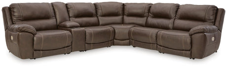 Dunleith Chocolate Leather 6-Piece Power Reclining Sectional - image 2