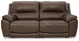 Dunleith Chocolate Leather 2-Piece Power Reclining Sectional Loveseat - image 1