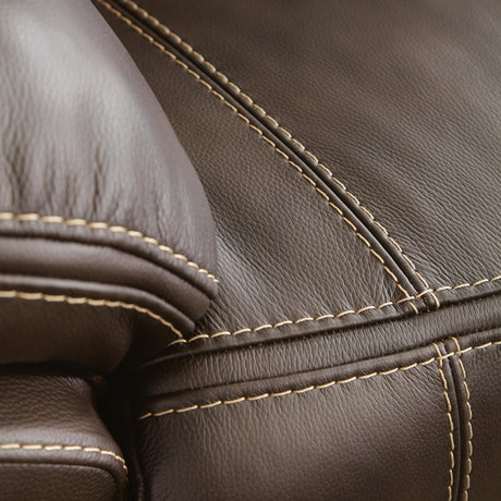 Dunleith Chocolate Leather 2-Piece Power Reclining Sectional Loveseat - image 4
