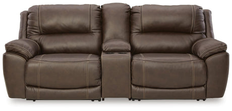 Dunleith Chocolate Leather 3-Piece Power Reclining Loveseat with Console - image 2