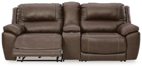 Dunleith Chocolate Leather 3-Piece Power Reclining Loveseat with Console - image 8