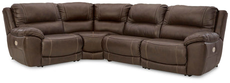 Dunleith Chocolate Leather 4-Piece Power Reclining Sectional - image 1