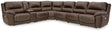 Dunleith Chocolate Leather 7-Piece Power Reclining Sectional - image 1