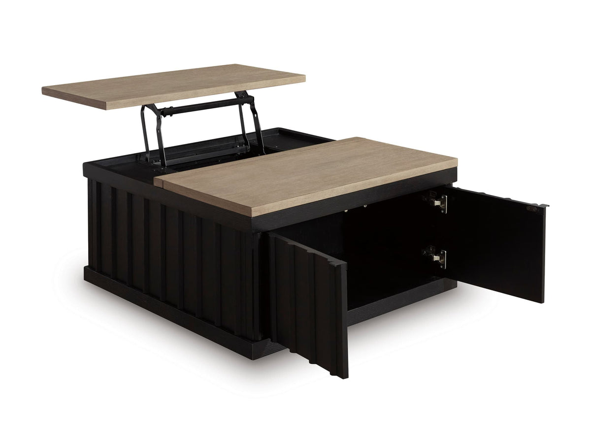 Black and Light Brown Lift-Top Coffee Table with Cabinet Storage — product image 4