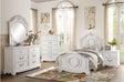 Lucida White Youth Bedroom Set front view with bed and dresser