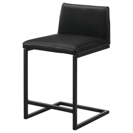 Vardon Genuine Leather Counter Height Chairs Black Set of 2 — product image 4