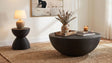 Macedo 2-Piece Transitional Round Rattan Coffee and End Table Set Black — product view