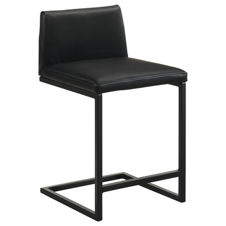 Vardon Genuine Leather Counter Height Chairs Black Set of 2 — product image 2