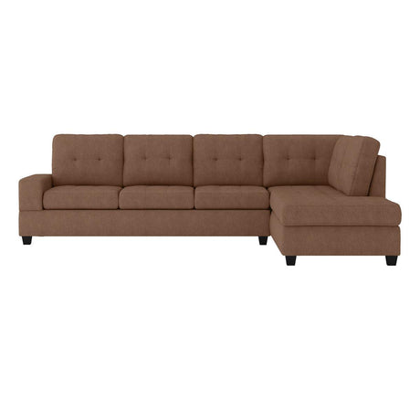 Main view of Chocolate Fabric Tufted Sectional 2-piece reversible sofa