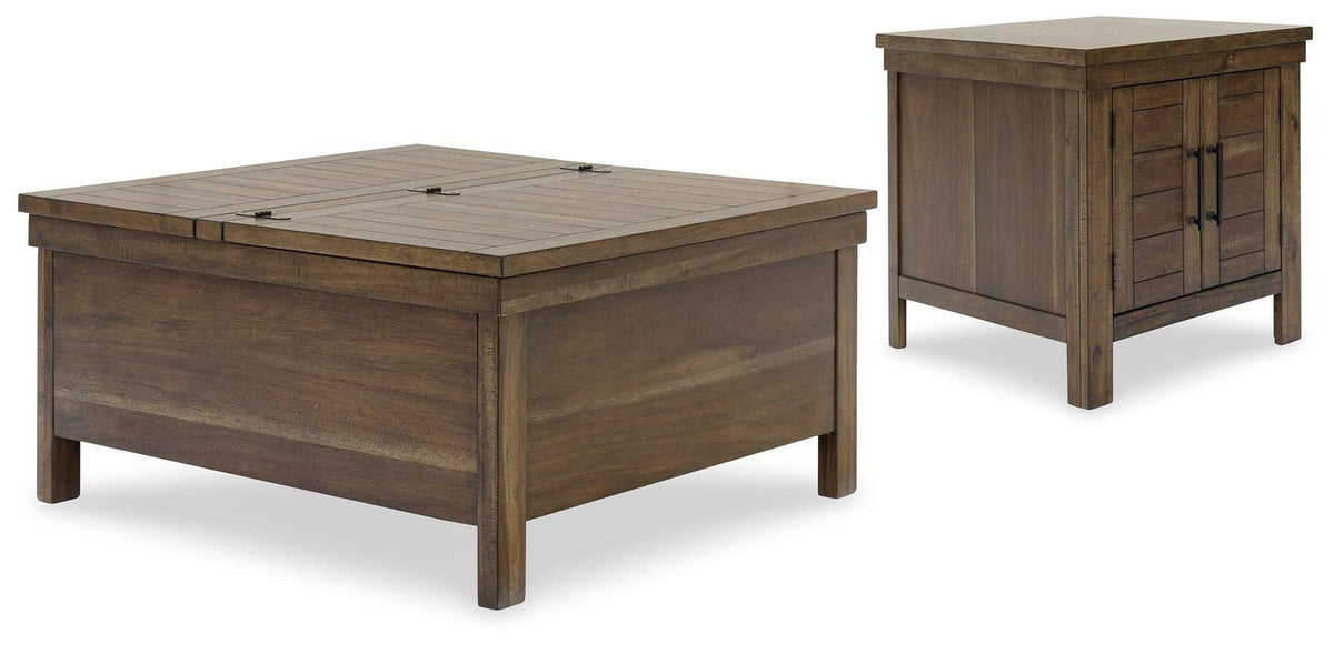 Moriville Grayish Brown Coffee Table with 1 End Table — product image 2