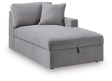 Modmax Granite 5-Piece Double Storage Chaise Sectional with Audio Consoles — angled view