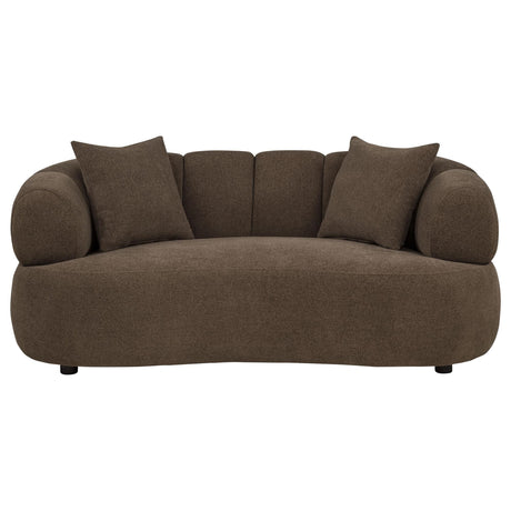 Casarin Brown Fabric Channel-Back Loveseat — product image 2