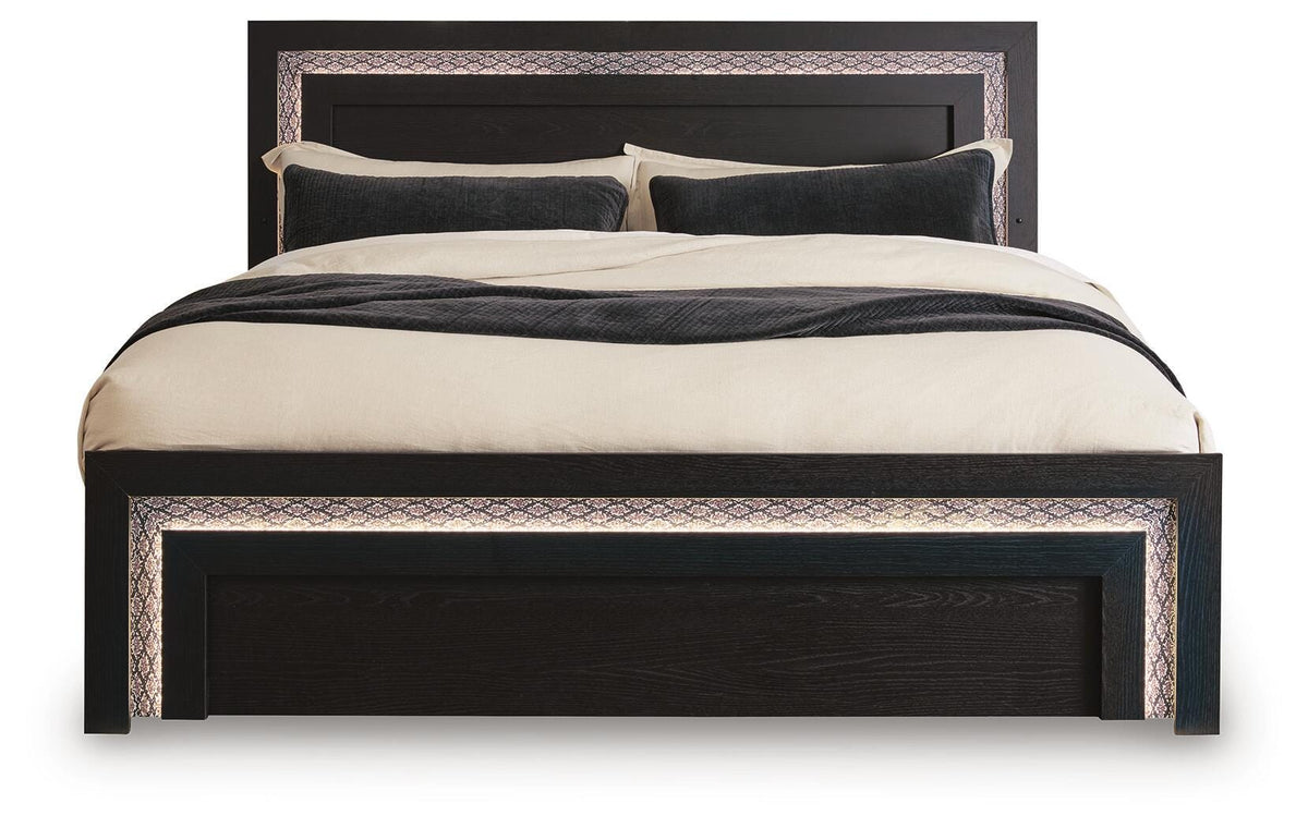 Brizmore Black King Panel Bed — front view